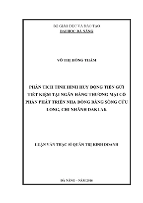 Luận văn phân tích tình hình huy động tiền gởi tiết kiệm tại ngân hàng tmcp phát triển nhà đồng bằng sông cửu long chi nhánh đăklăk hg