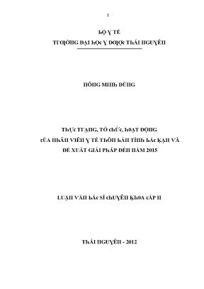 Luận văn thực trạng tổ chức hoạt động của nhân viên y tế thôn bản tỉnh bắc kạn và đề xuất giải pháp đến năm 2015