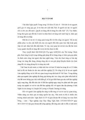 Luận văn thạc sĩ thực trạng và giải pháp thúc đẩy các giao dịch về quyền sử dụng đất rừng sản xuất tại tỉnh nghệ an