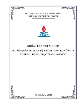 Luận văn quản trị quan hệ khách hàng tại công ty tnhh đầu tư giáo dục trạng nguyên