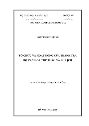 Luận văn tổ chức hoạt động của thanh tra bộ văn hóa thể thao và du lịch