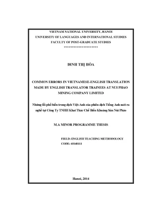Luận văn thạc sĩ common errors in vietnamese english translation made by english translator trainees at nui phao mining company limited