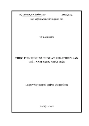 Luận văn thực thi chính sách xuất khẩu thủy sản việt nam sang nhật bản