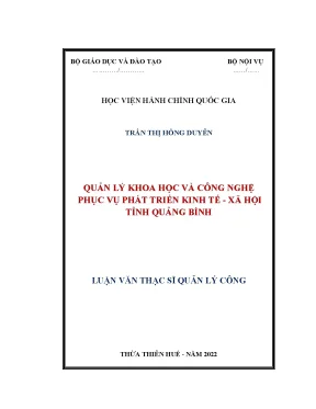 Luận văn quản lý khoa học và công nghệ phục vụ phát triển kinh tế xã hội tỉnh quảng bình