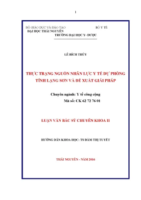 Thực trạng nguồn nhân lực y tế dự phòng tỉnh lạng sơn và đề xuất giải pháp