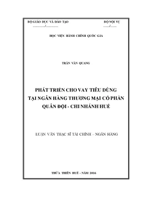 Luận văn phát triển cho vay tiêu dùng tại ngân hàng thương mại cổ phần quân đội chi nhánh huế
