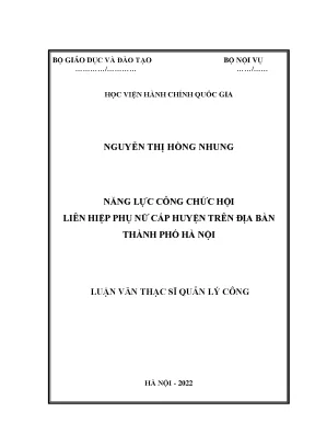 Luận văn năng lực công chức hội liên hiệp phụ nữ cấp huyện trên địa bàn thành phố hà nội