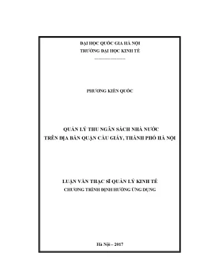 Luận văn thạc sĩ quản lý thu ngân sách nhà nước trên địa bàn quận cầu giấy thành phố hà nội