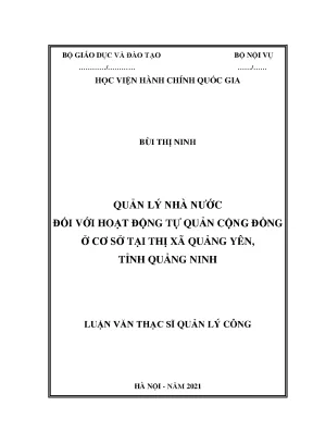 Luận văn quản lý nhà nước đối với hoạt động tự quản cộng đồng ở cơ sở thị xã quảng yên tỉnh quảng ninh