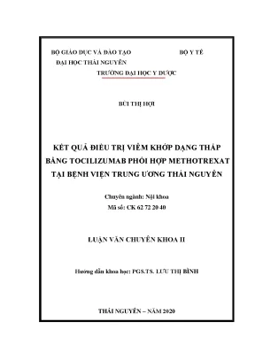 Kết quả điều trị viêm khớp dạng thấp bằng tocilizumab phối hợp methotrexat tại bệnh viện trung ương thái nguyên