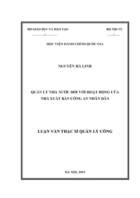 Luận văn quản lý nhà nước đối với hoạt động của nhà xuất bản công an nhân dân