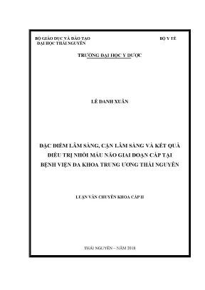 Đặc điểm lâm sàng cận lâm sàng và kết quả điều trị nhồi máu não giai đoạn cấp tại bệnh viện đa khoa trung ương thái nguyên