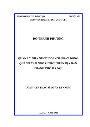 Luận văn quản lý nhà nước đối với hoạt động quảng cáo ngoài trời trên địa bàn thành phố hà nội