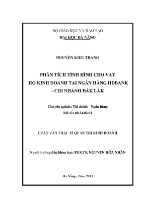 Luận văn phân tích tình hình cho vay hộ kinh doanh tại ngân hàng hdbank chi nhánh đăk lăk