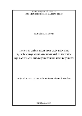 Luận văn thực thi chính sách tinh giản biên chế tại các cơ quan hành chính nhà nước trên địa bàn thành phố điện biên phủ tỉnh điện biên