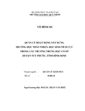 Luận văn quản lý hoạt động xây dựng trường học thân thiện học sinh tích cực trong các trường trung học cơ sở huyện tuy phước tỉnh bình định
