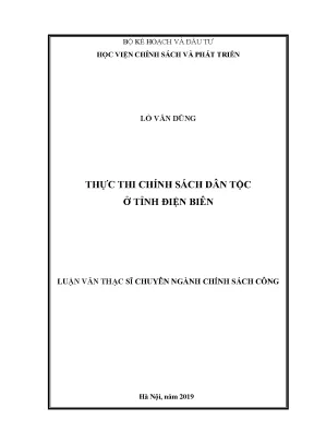 Luận văn thực thi chính sách dân tộc ở tỉnh điện biên