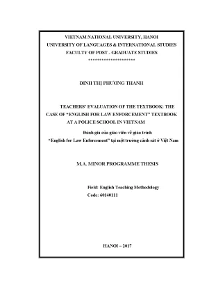 Luận văn thạc sĩ teachers evaluation of the textbook the case of english for law enforcement textbook at a police school in vietnam