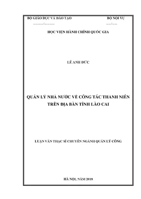 Luận văn quản lý nhà nước về công tác thanh niên trên địa bàn tỉnh lào cai