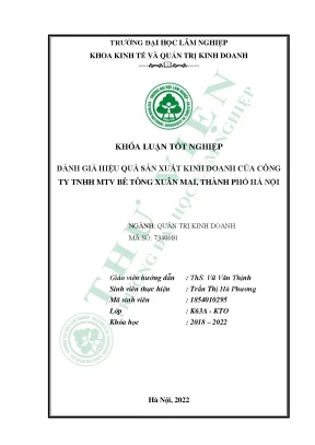 Đánh giá hiệu quả sản xuất kinh doanh của công ty tnhh mtv bê tông xuân mai thành phố hà nội