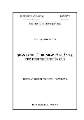 Luận văn quản lý thuế thu nhập cá nhân tại cục thuế tỉnh thừa thiên huế