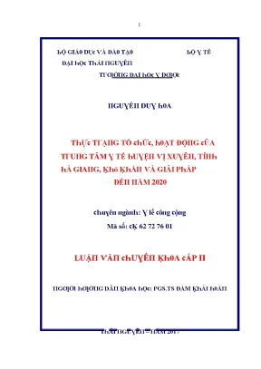 Luận văn thực trạng tổ chức hoạt động của trung tâm y tế huyện vị xuyên tỉnh hà giang khó khăn và giải pháp đến năm 2020