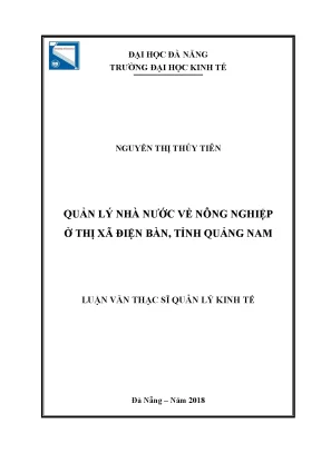 Luận văn quản lý nhà nước về nông nghiệp ở thị xã điện bàn tỉnh quảng nam