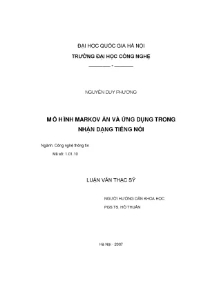 Luận văn thạc sĩ mô hình markov ẩn và ứng dụng trong nhận dạng tiếng nói luận văn ths công nghệ thông tin 1 01 10