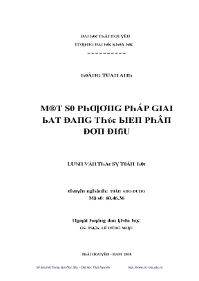 Luận văn một số phương pháp giải bất đẳng thức biến phân
