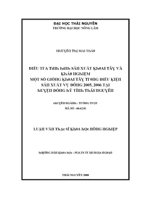 Luận văn điều tra tình hình sản xuất khoai tây và khảo nghiệm một số giống khoai tây trong điều kiện sản xuất vụ động 2005 2006 tại huyện đồng hỷ tỉnh thái nguyên