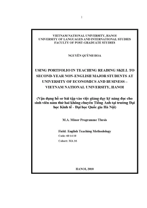 Luận văn thạc sĩ using portfolio in teaching reading skill to second year non english major student at university of economics and business vietnam national university