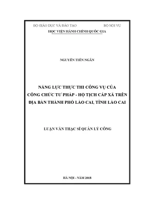 Luận văn năng lực thực thi công vụ cuả công chức tư pháp hộ tịch cấp xã trên địa bàn thành phố lào cai tỉnh lào cai