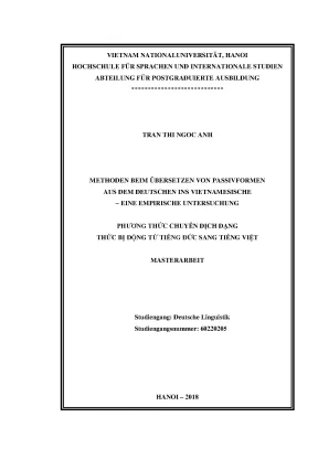 Luận văn thạc sĩ methoden beim übersetzen von passivformen aus dem deutschen ins vietnamesische eine aus dem deutschen ins vietnamesische empirische untersuchung