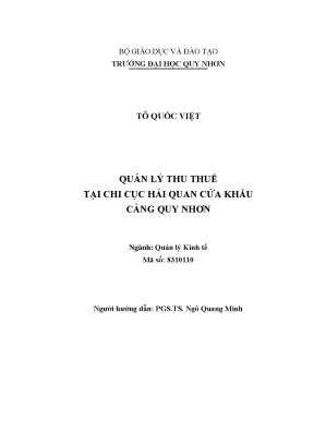 Luận văn quản lý thu thuế tại chi cục hải quan cửa khẩu cảng quy nhơn