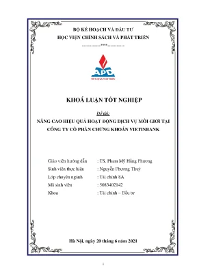 Luận văn nâng cao hiệu quả hoạt động dịch vụ môi giới công ty cổ phần chứng khoán vietinbank