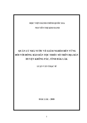 Luận văn quản lý nhà nước về giảm nghèo bền vững đối với đồng bào dân tộc thiểu số trên địa bàn huyện krông pắc tỉnh đắk lắk