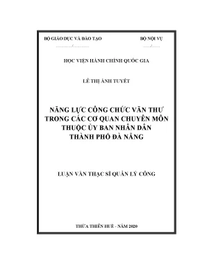 Luận văn năng lực công chức văn thư trong các cơ quan chuyên môn thuộc ủy ban nhân dân thành phố đà nẵng