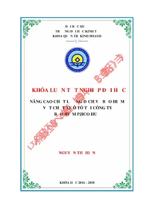 Nâng cao chất lượng dịch vụ bảo hiểm vật chất xe ô tô tại công ty bảo hiểm pjico huế
