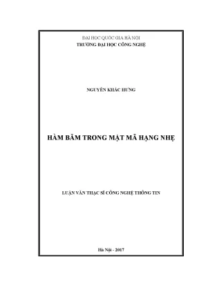 Luận văn thạc sĩ hàm băm trong mật mã hạng nhẹ luận văn ths công nghệ thông tin 604802