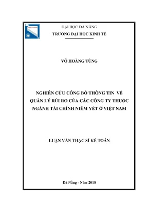 Luận văn nghiên cứu công bố thông tin về quản lý rủi ro của các công ty thuộc ngành tài chính niêm yết ở việt nam