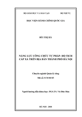 Luận văn năng lực công chức tư pháp hộ tịch cấp xã trên địa bàn thành phố hà nội