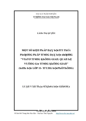 Luận văn một số biện pháp dạy học tri thức phương pháp trong dạy học chương vectơ trong không gian quan hệ vuông góc trong không gian hình học lớp 11 trung học phổ thông