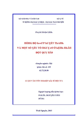 Luận văn nồng độ hs crp huyết thanh và một số yếu tố nguy cơ ở bệnh nhân đột quỵ não