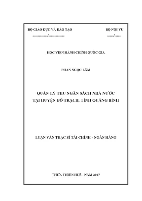 Luận văn quản lý thu ngân sách nhà nước tại huyện bố trạch tỉnh quảng bình