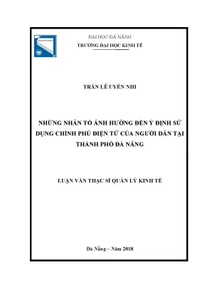 Luận văn những nhân tố ảnh hưởng đến ý định sử dụng chính phủ điện tử của người dân tại thành phố đà nẵng