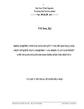 Luận văn định hướng tìm tòi giải quyết vấn đề khi dạy học một số kiến thức chương các định luật bảo toàn lớp 10 ban cơ bản