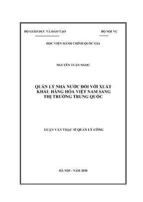 Luận văn quản lý nhà nước đối với xuất nhập khẩu hàng hóa việt nam sang thị trường trung quốc