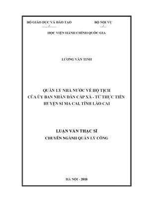 Luận văn quản lý nhà nước về hộ tịch của ủy ban nhân dân cấp xã từ thực tiễn huyển si ma cai tỉnh lào cai