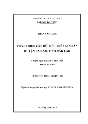 Luận văn phát triển cây hồ tiêu trên địa bàn huyện ea kar tỉnh đăk lăk
