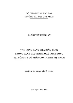 Luận văn vận dụng bảng điểm cân bằng trong đánh giá thành quả hoạt động tại công ty cổ phần container việt nam